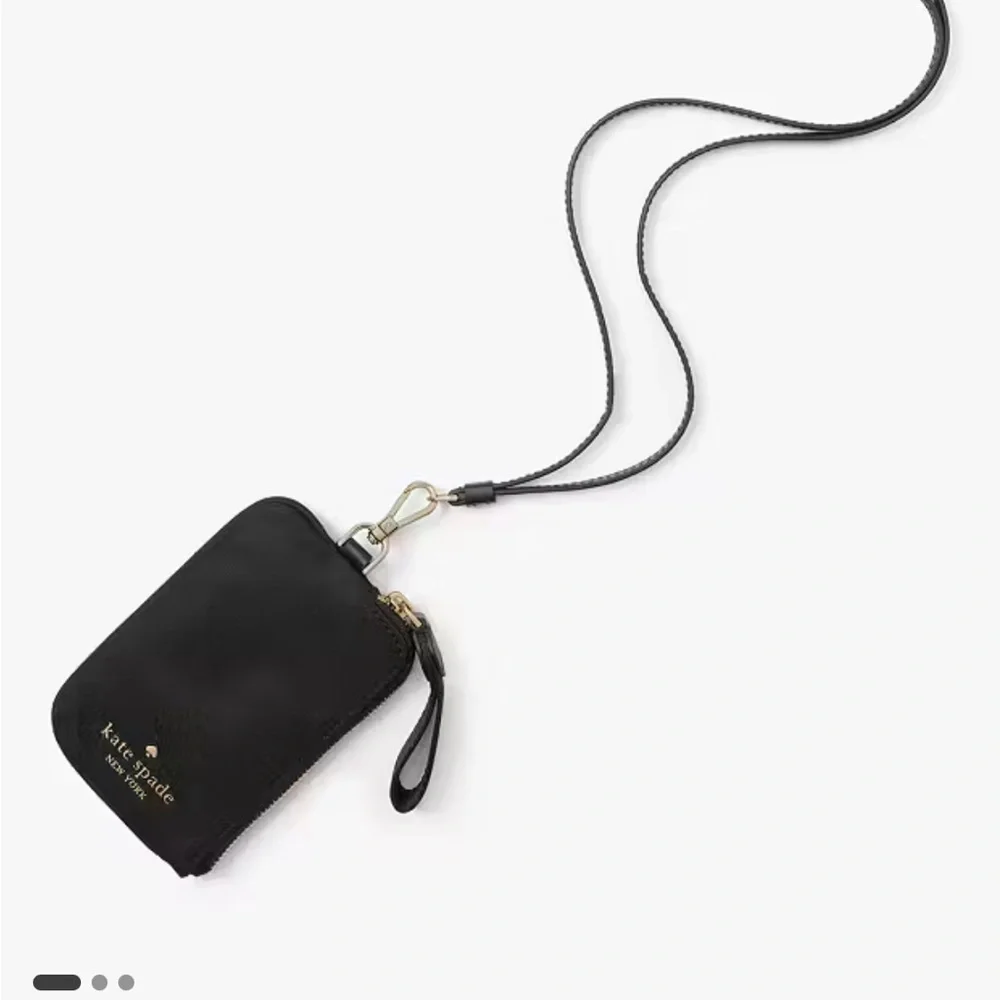 NWT-Kate Spade Chelsea Black Card Case Lanyard ID Multi Zip Card Case - Picture 4 of 9